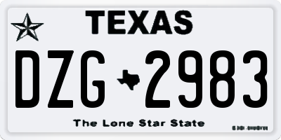 TX license plate DZG2983