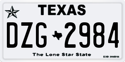 TX license plate DZG2984