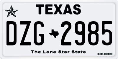 TX license plate DZG2985