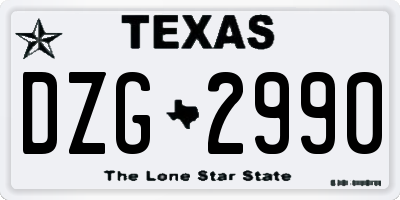 TX license plate DZG2990