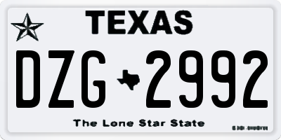 TX license plate DZG2992