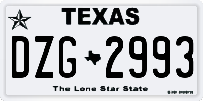 TX license plate DZG2993