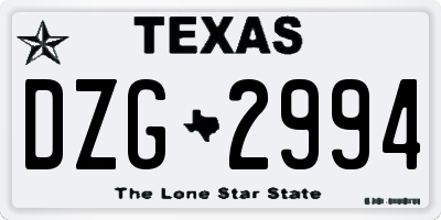 TX license plate DZG2994