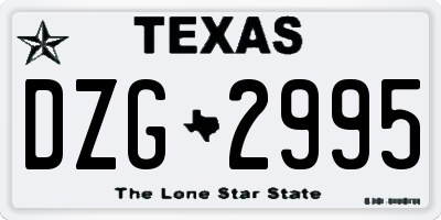TX license plate DZG2995