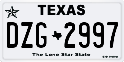 TX license plate DZG2997