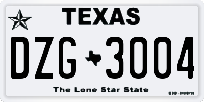 TX license plate DZG3004