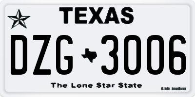 TX license plate DZG3006