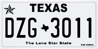 TX license plate DZG3011