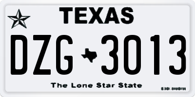 TX license plate DZG3013