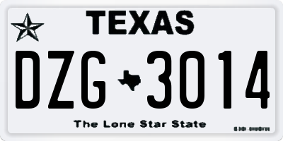 TX license plate DZG3014