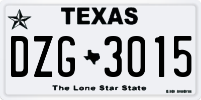 TX license plate DZG3015