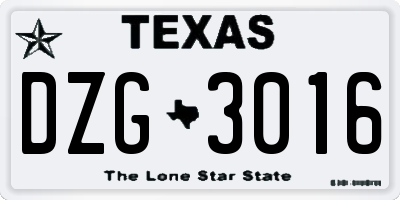 TX license plate DZG3016