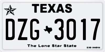 TX license plate DZG3017