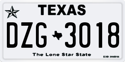 TX license plate DZG3018