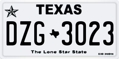 TX license plate DZG3023