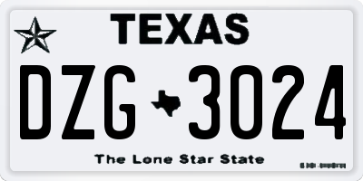 TX license plate DZG3024
