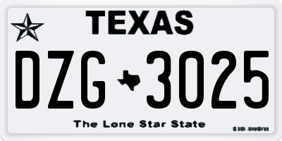 TX license plate DZG3025