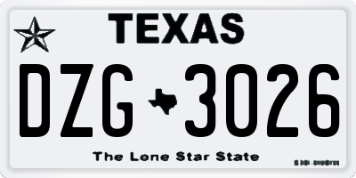 TX license plate DZG3026