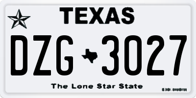 TX license plate DZG3027