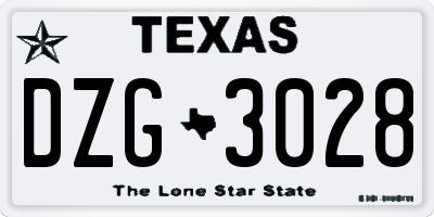 TX license plate DZG3028