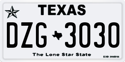 TX license plate DZG3030