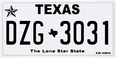 TX license plate DZG3031