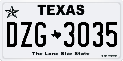 TX license plate DZG3035