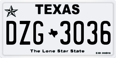 TX license plate DZG3036