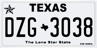 TX license plate DZG3038