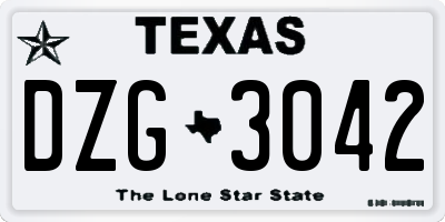 TX license plate DZG3042
