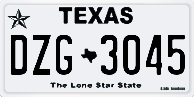 TX license plate DZG3045