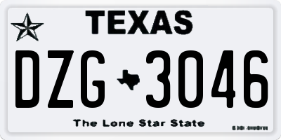 TX license plate DZG3046