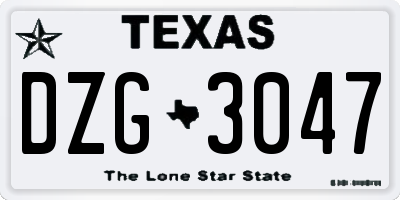 TX license plate DZG3047