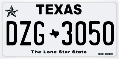 TX license plate DZG3050