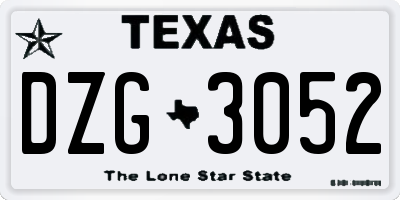 TX license plate DZG3052