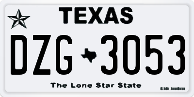 TX license plate DZG3053
