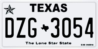 TX license plate DZG3054