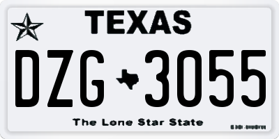 TX license plate DZG3055