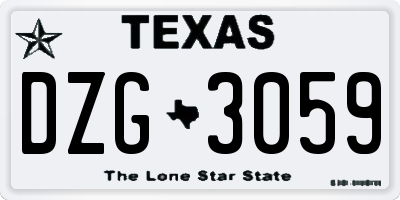 TX license plate DZG3059