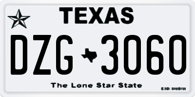 TX license plate DZG3060