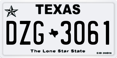 TX license plate DZG3061