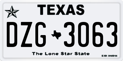 TX license plate DZG3063
