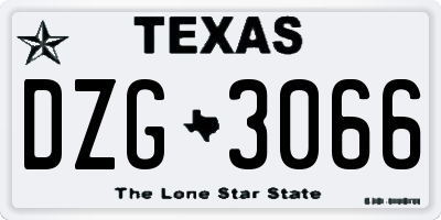 TX license plate DZG3066