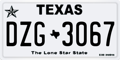 TX license plate DZG3067