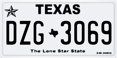 TX license plate DZG3069