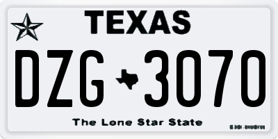TX license plate DZG3070