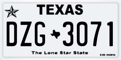 TX license plate DZG3071