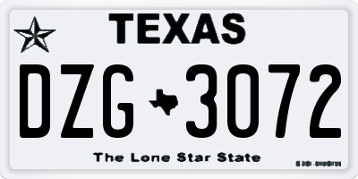 TX license plate DZG3072