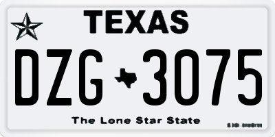 TX license plate DZG3075