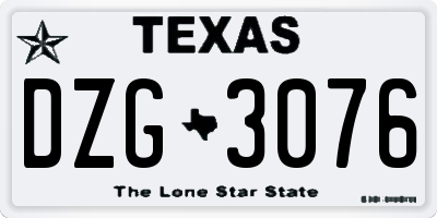 TX license plate DZG3076